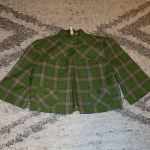 Frenchi Green Plaid Cropped Jacket